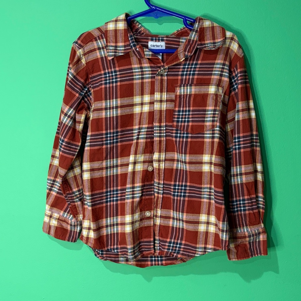 Carter's Red Plaid Long Sleeve Shirt size 5t